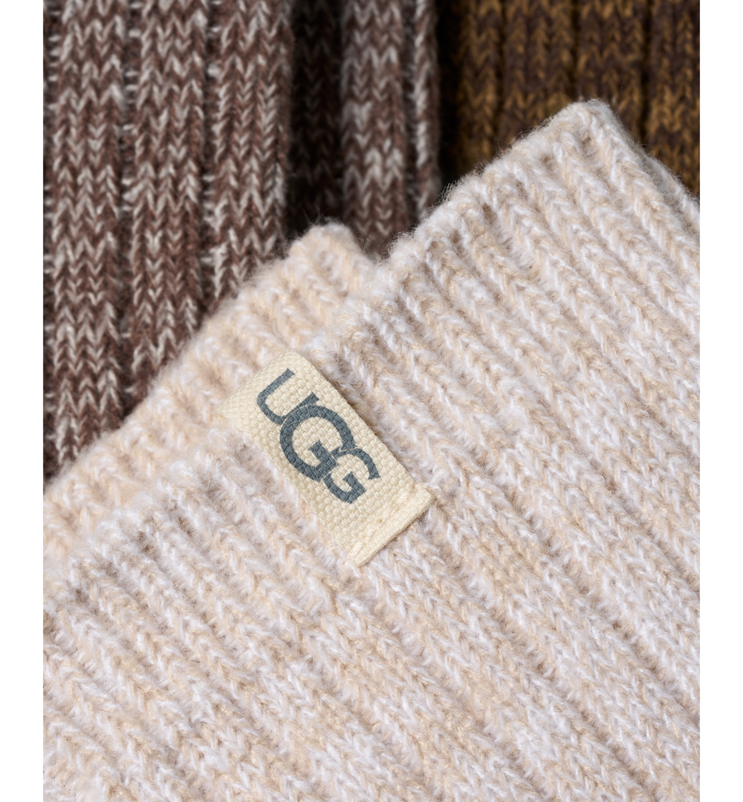 UGG® Women's 3-Piece Rib Knit Slouchy Crew Socks - Burnt Cedar / Moonlight / Coffee Grounds