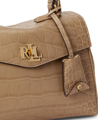 Lauren Ralph Lauren Farrah Embossed Small Soft Satchel Handbag - Tan