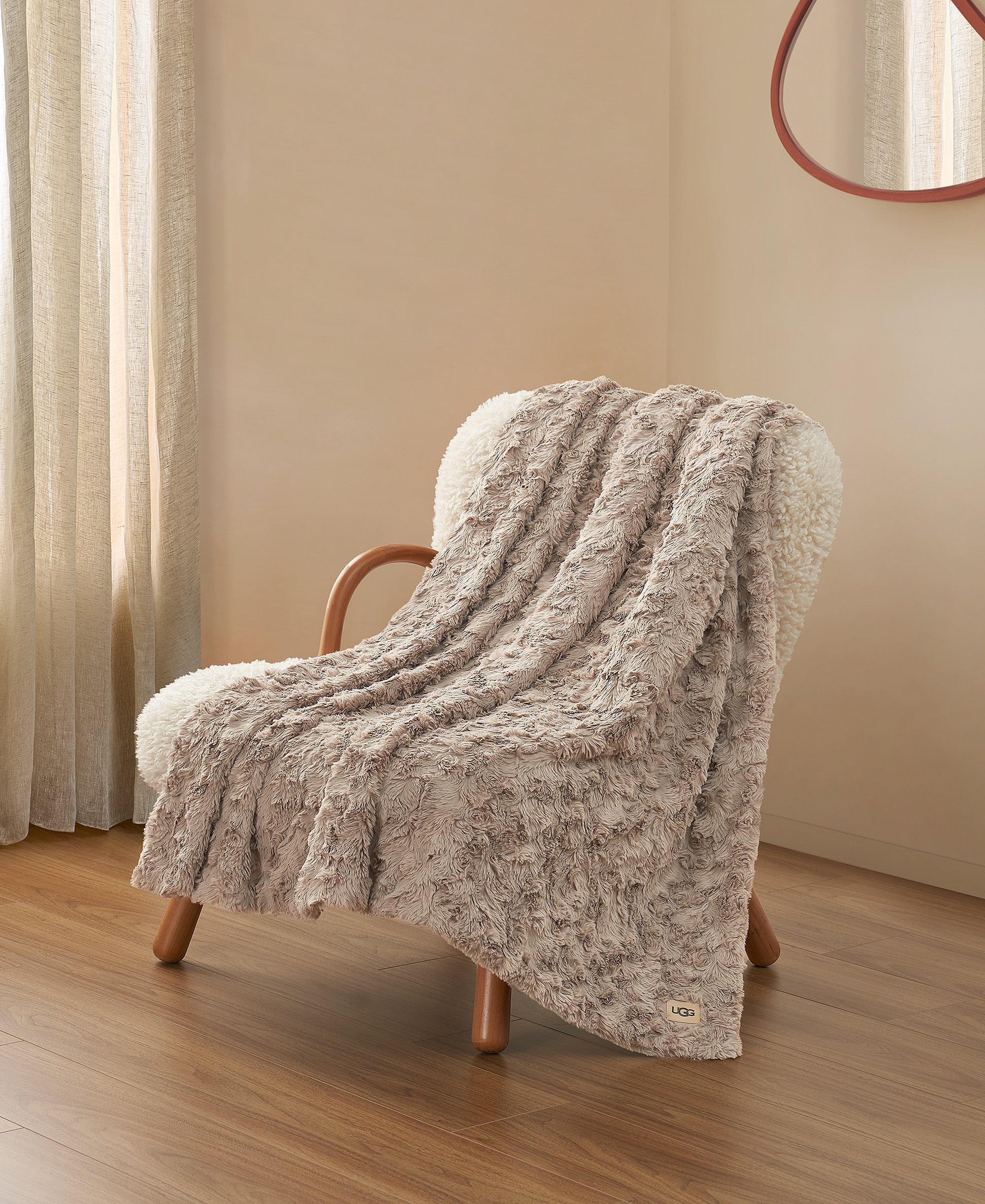 UGG® Adalee Faux Fur Throw, 50" x 70" - Oyster