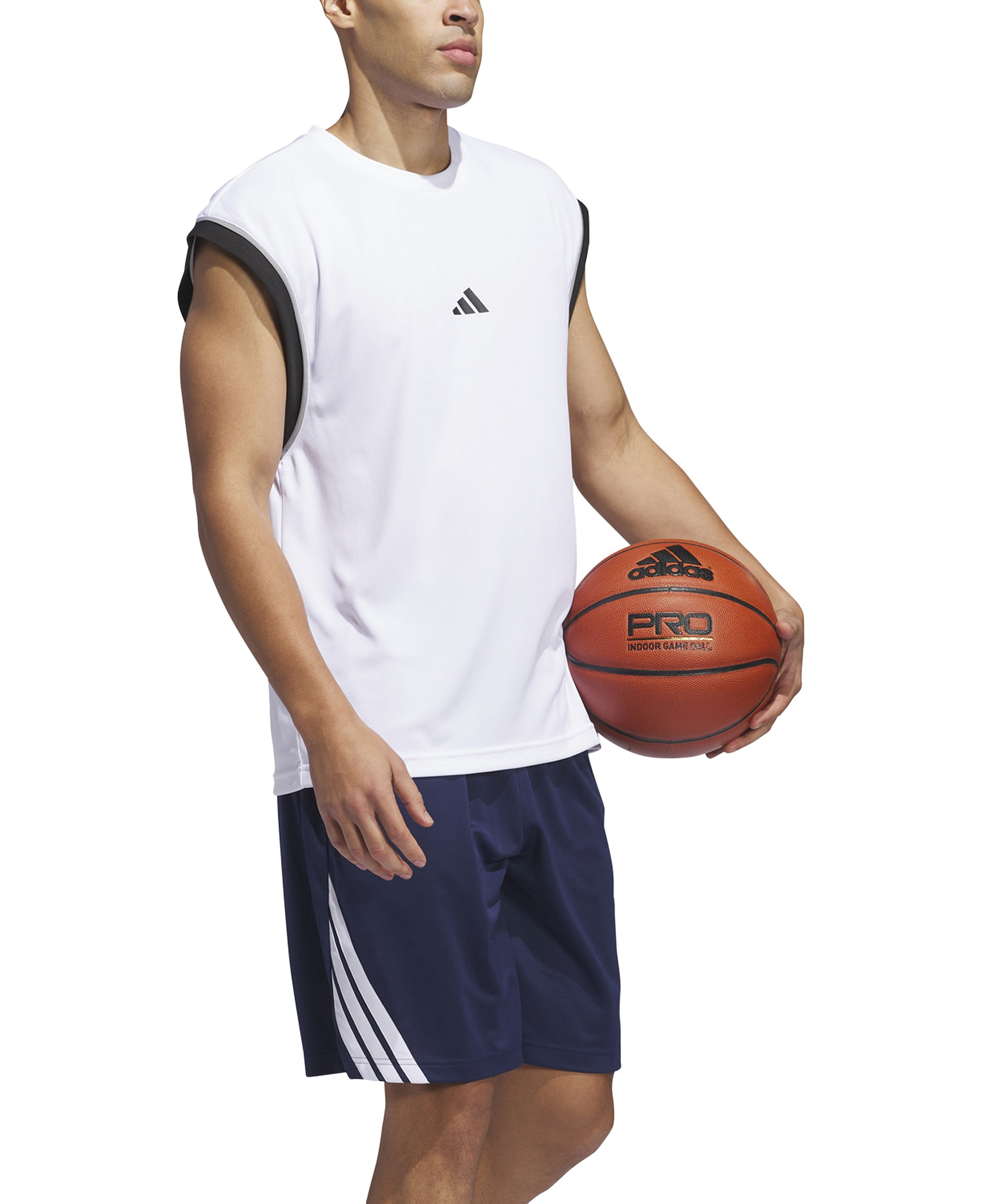 adidas Men's Three Stripes Legends Basketball Shorts - Blue/White