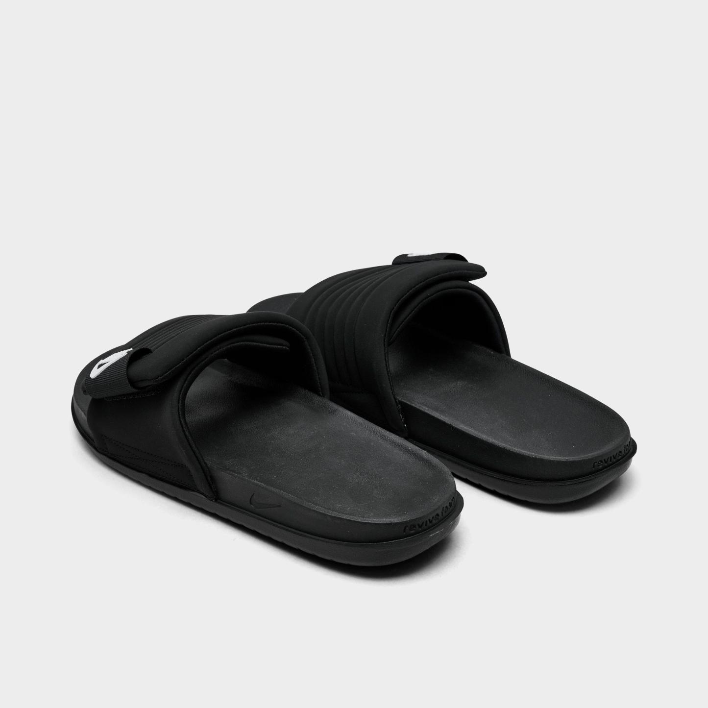 Men's Nithtke Offcourt Adjust Slide Sandals - Black/Black/White - Back view
