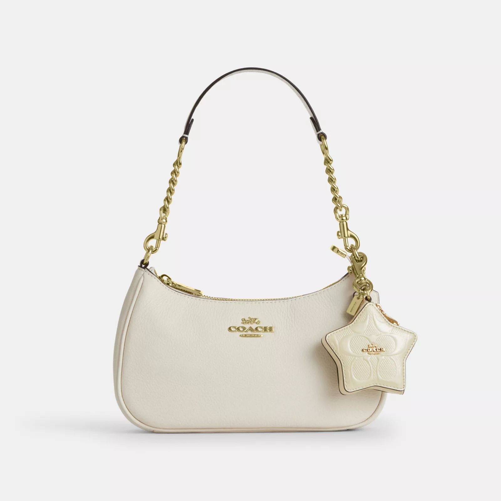 Star Bag Charm In Signature Leather - Gold/Light Lemon - view 2