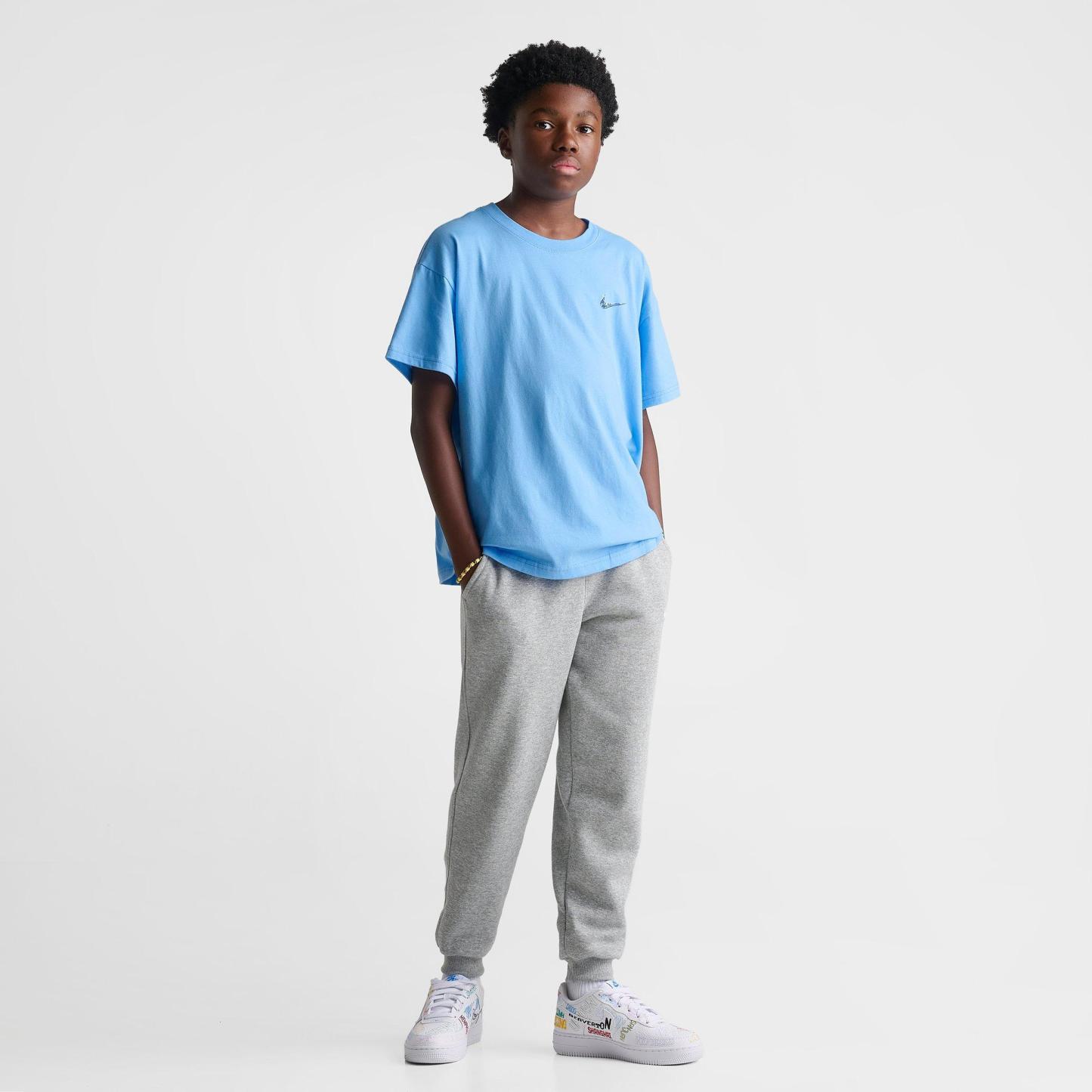 Big Kids' Nithtke Sportswear Swoosh Flame Back Hit T-Shirt - Football Blue