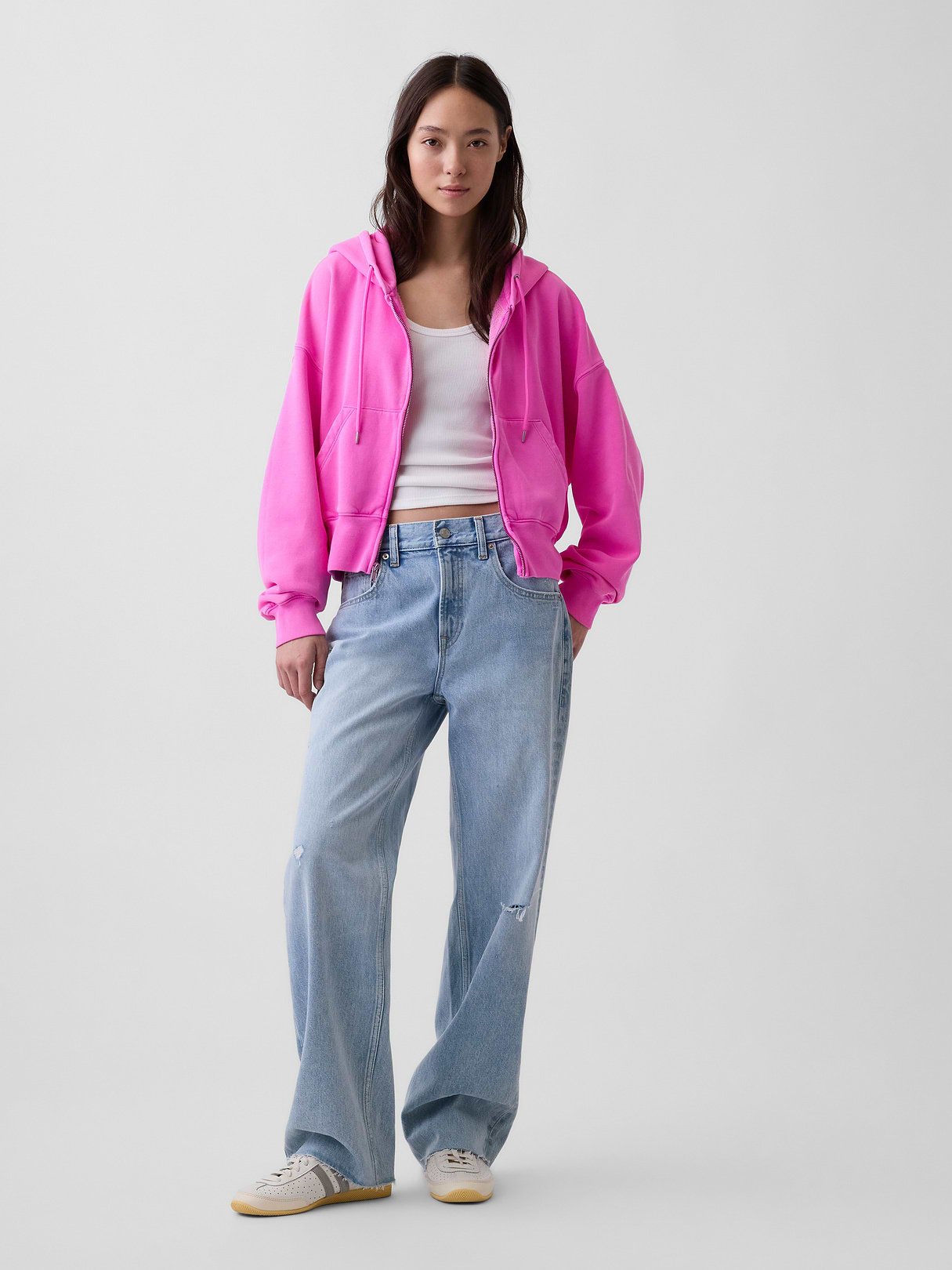 VintageSoft Wedge Zip Hoodie - Sugar plum neon pink
