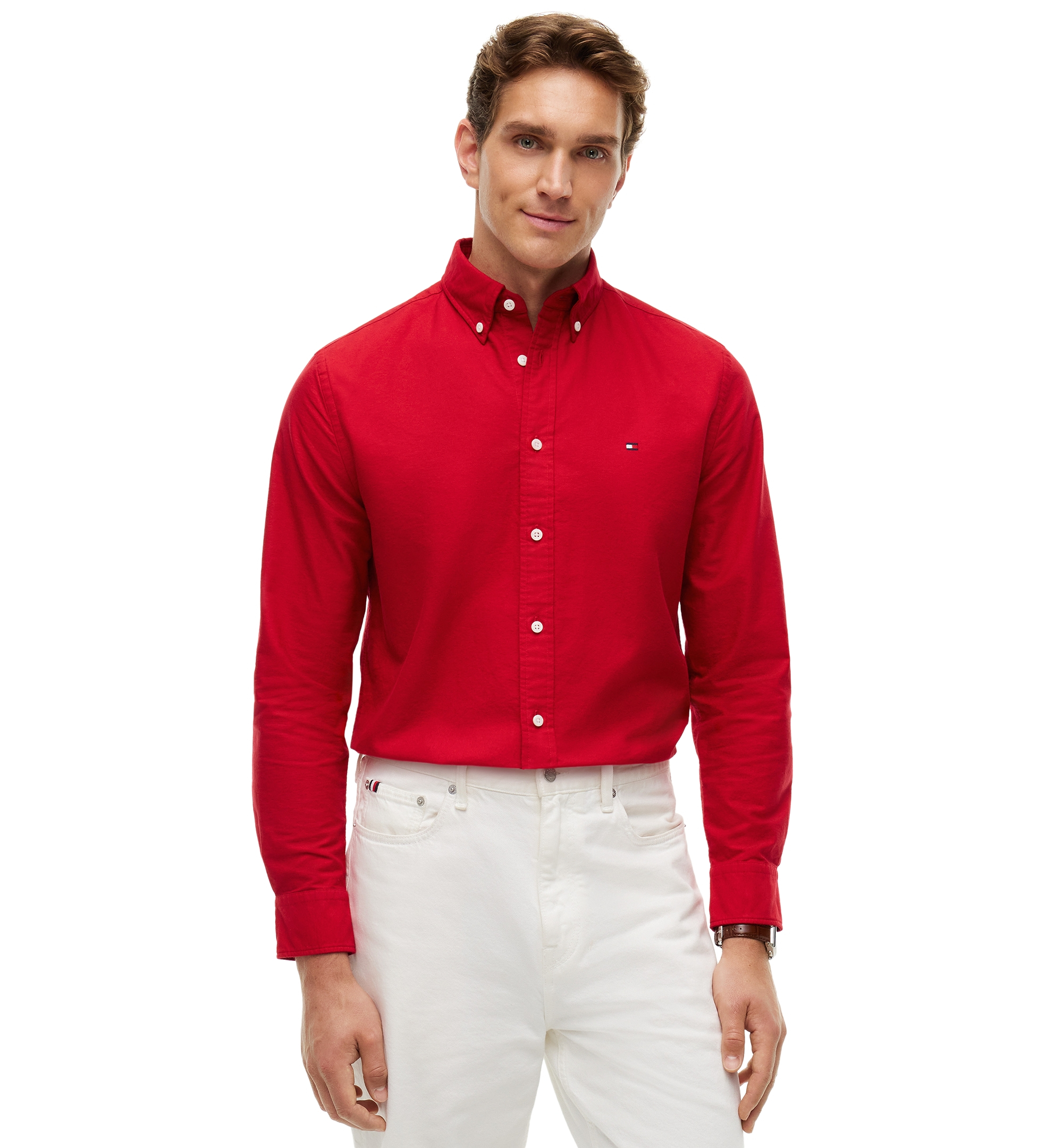 Tommy Hilfiger Men's Heritage Regular-Fit Oxford Shirt - Medium Red