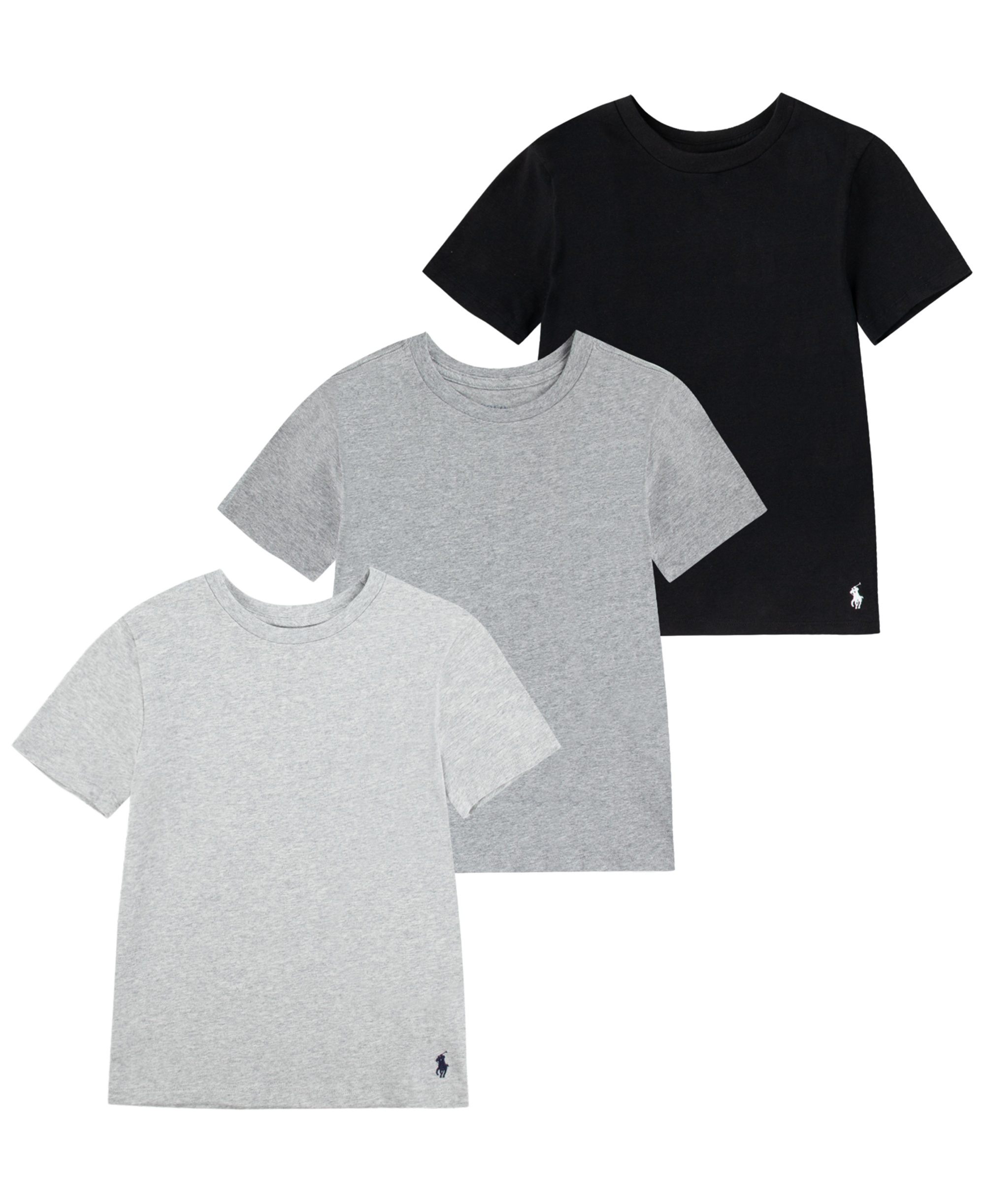 Polo Ralph Lauren Boys' 8-20 Crewneck Undershirts, 3-Pack - Black Andover Heather