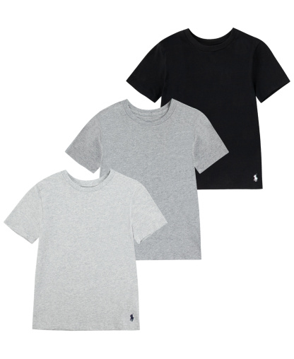 Polo Ralph Lauren Boys' 8-20 Crewneck Undershirts, 3-Pack - Black Andover Heather