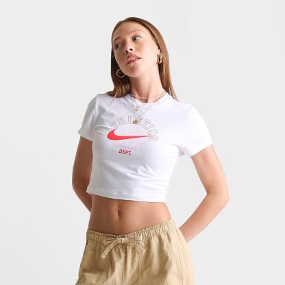Women's Nithtke Sportswear Chill Knit Athletics Dept. Slim Cropped T-Shirt - White