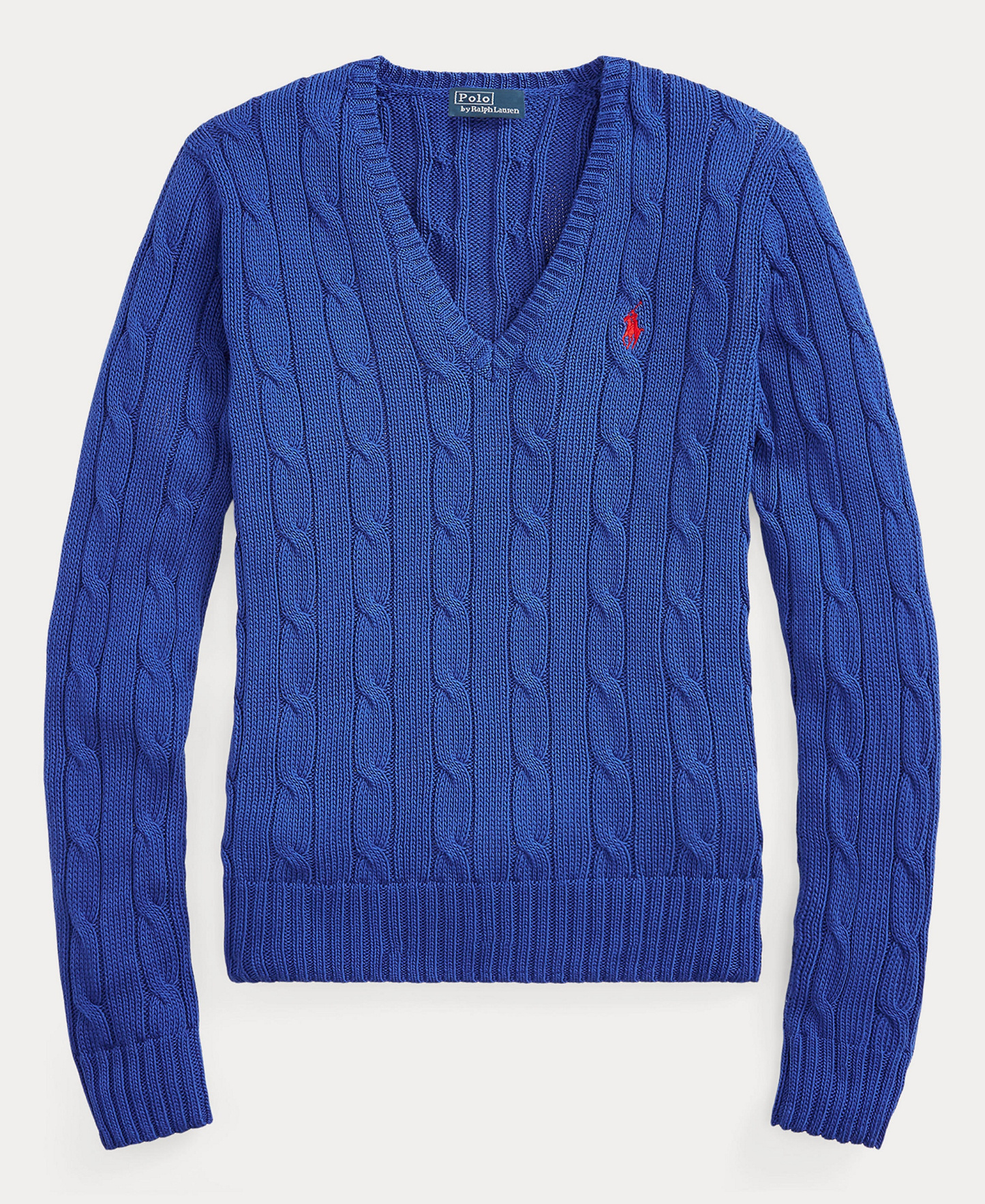 Polo Ralph Lauren Women's Cable-Knit Cotton V-Neck Sweater - Rugby Royal