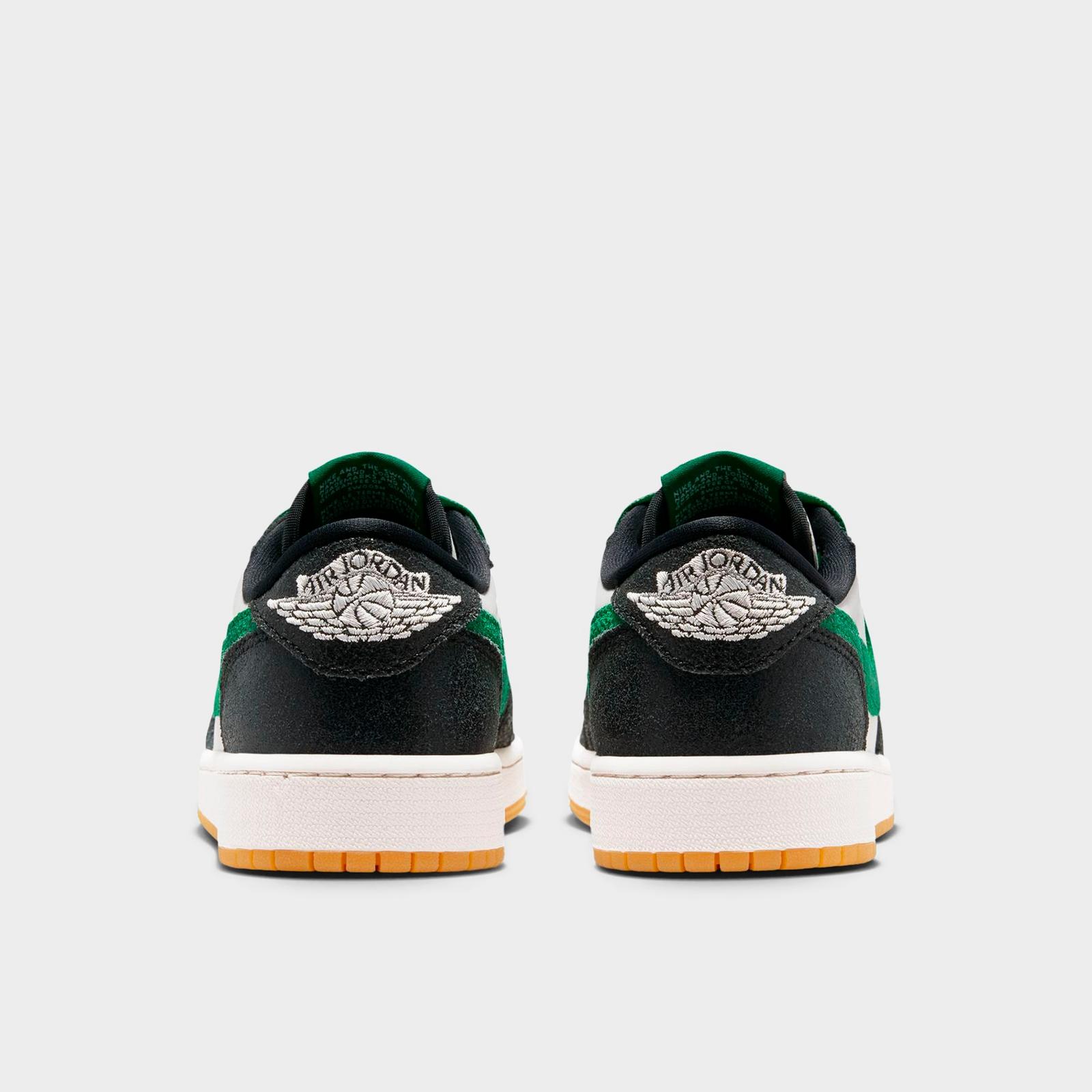 Big Kids' Air Jordan Retro 1 Low OG Casual Shoes - Phantom/Pine Green/Black - view 4