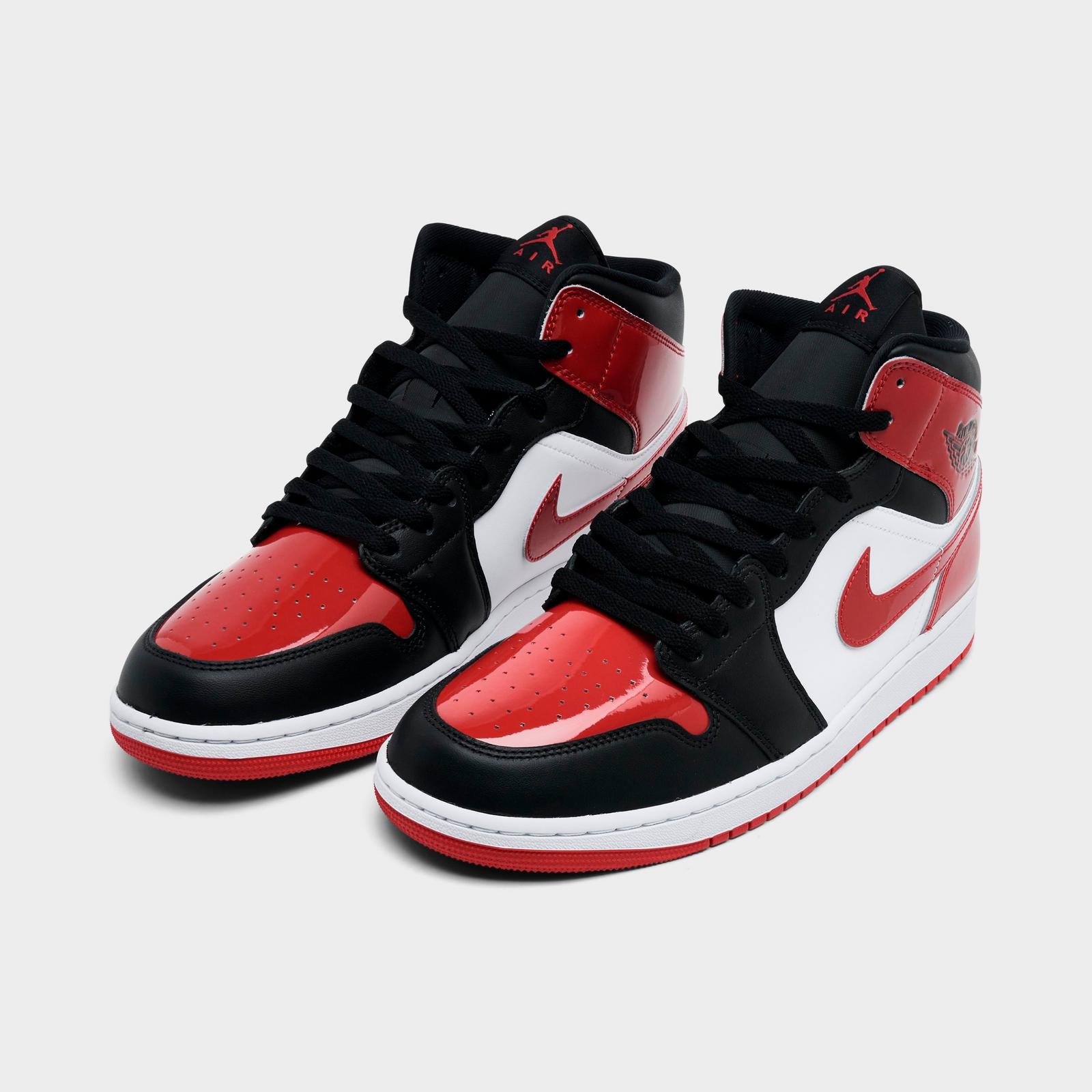Men's Air Jordan Retro 1 Mid SE Casual Shoes - Black/White/Varsity Red - view 2