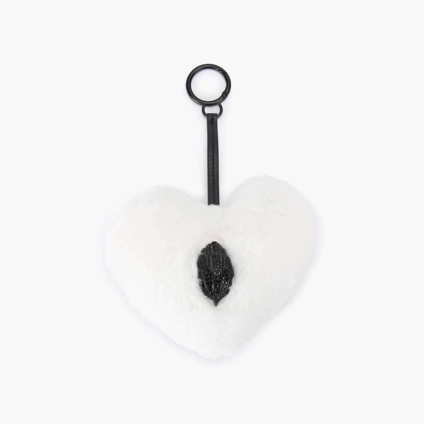 Kurt Geiger London Heart Faux Fur Charm - White