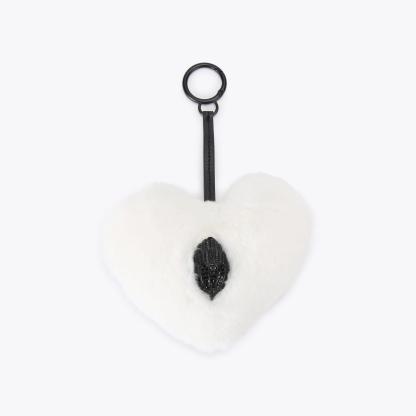Kurt Geiger London Heart Faux Fur Charm - White