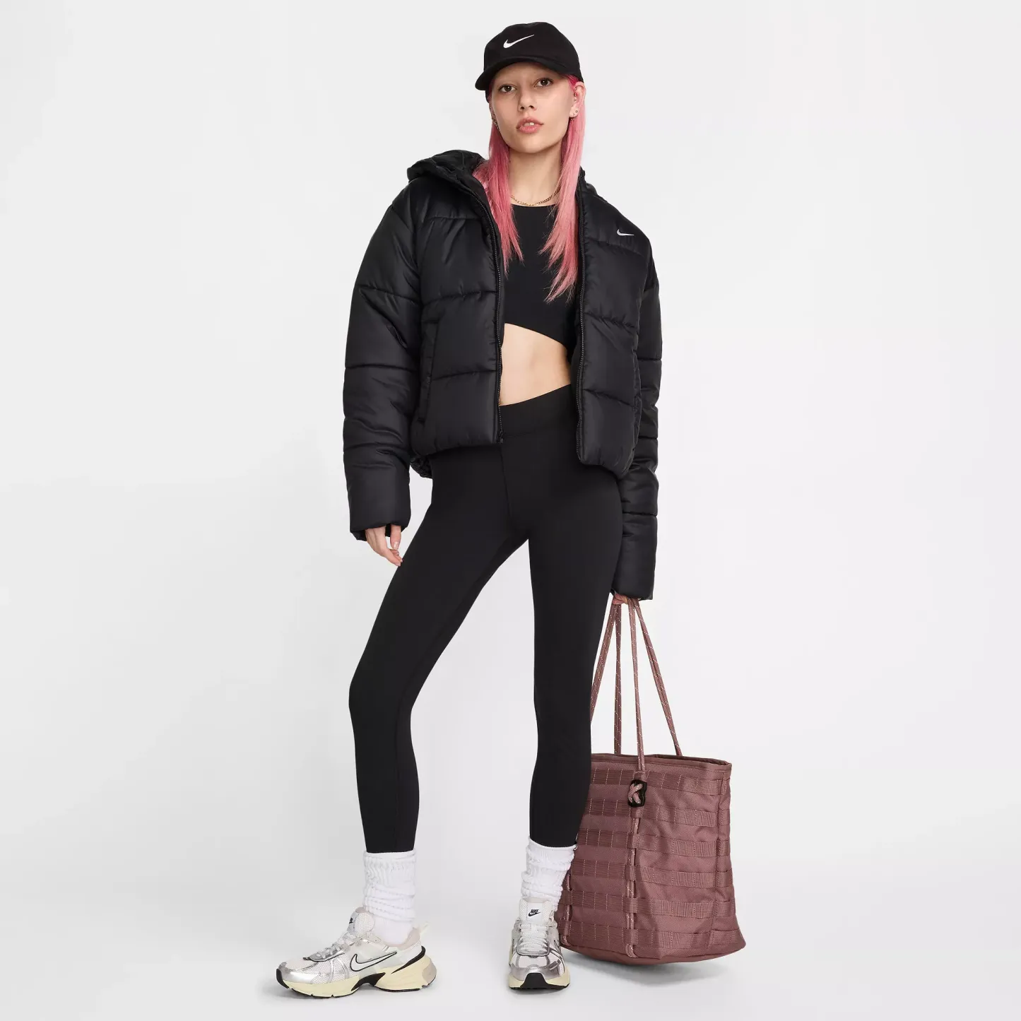Nike Women's Sportswear Classic Puffer Therma-FIT Loose Hooded Jacket — Black