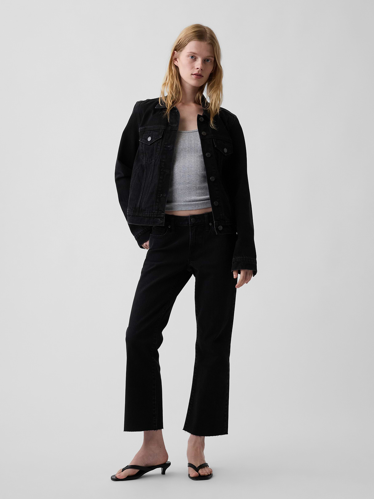 Low Rise Long & Lean Crop Jeans - Black wash