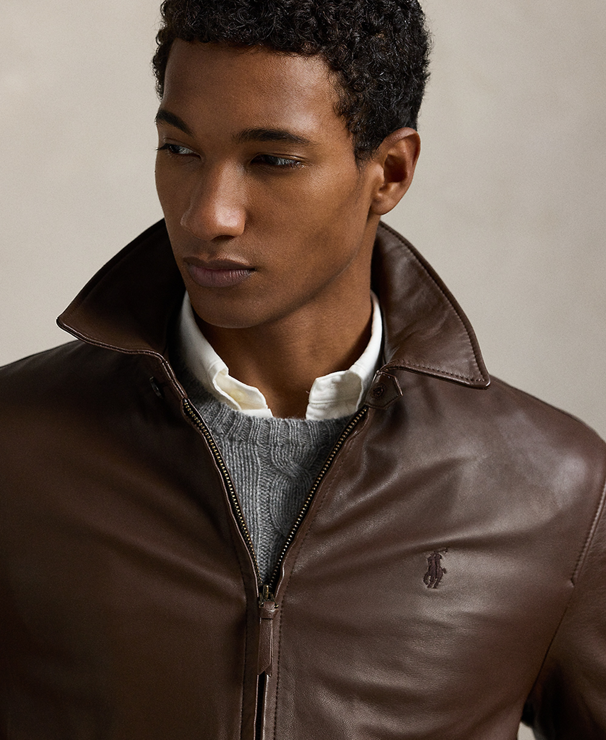 Polo Ralph Lauren Men's Leather Jacket - Bison Brown