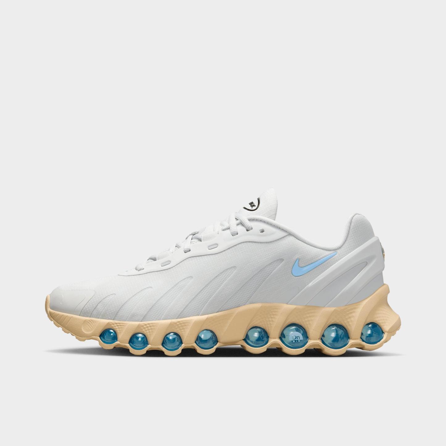 Men's Nithtke Air Max Dn8 Casual Shoes - Photon Dust/Team Gold/Black/Royal Pulse - Left shoe facing left. Outside of the shoe.
