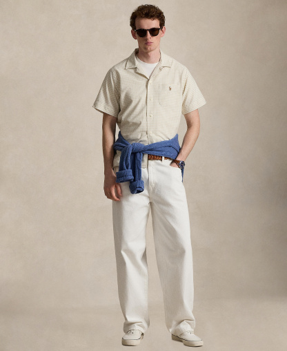 Polo Ralph Lauren Men's Classic-Fit Short-Sleeve Oxford Shirt - Basic Sand White