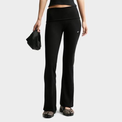 Women's Nithtke Sportswear Chill Knit Mid-Rise Tight Ribbed Pants - Black/White