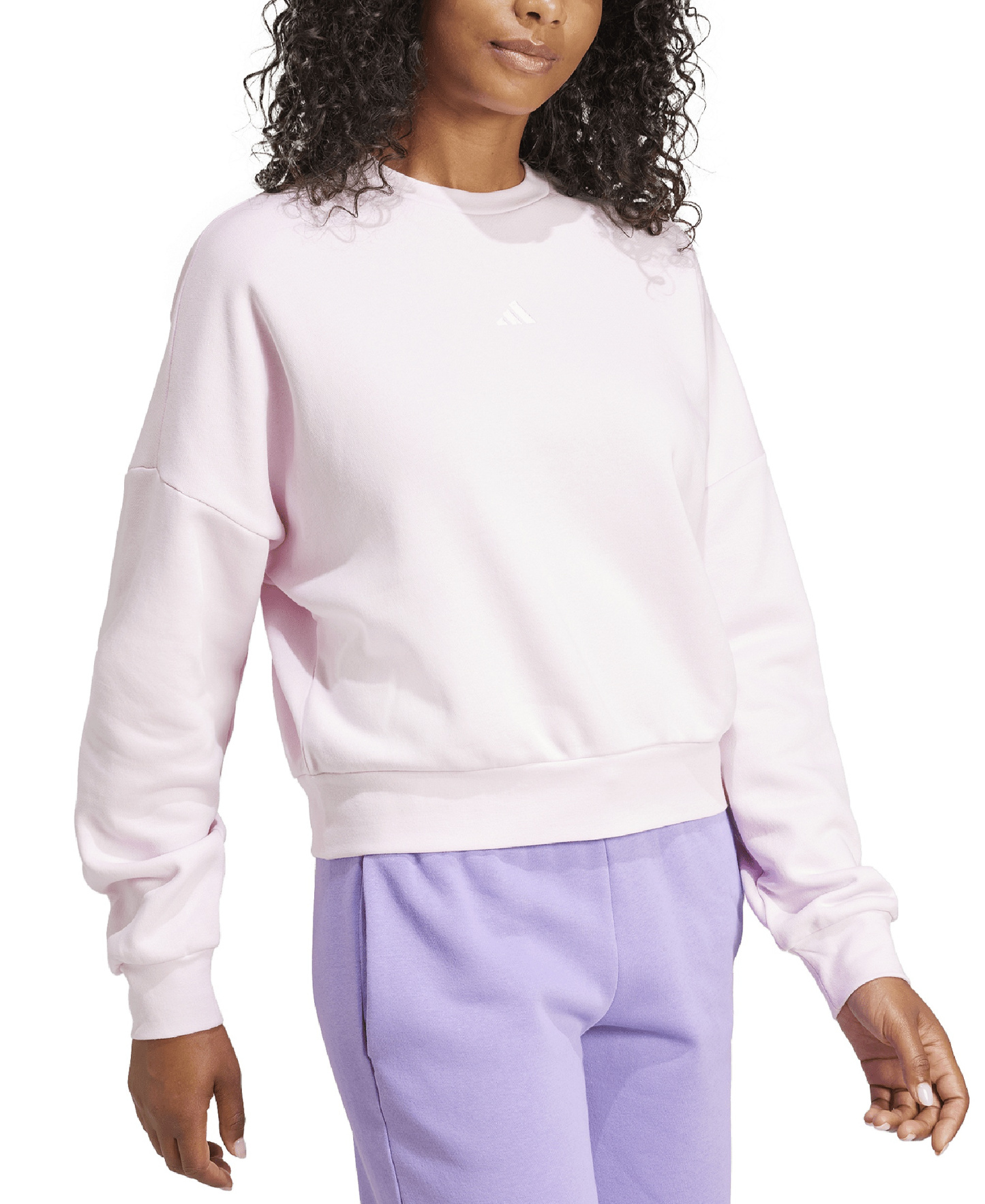 adidas Women's Essentials Crewneck Small-Logo Sweatshirt - Clear Pink/White