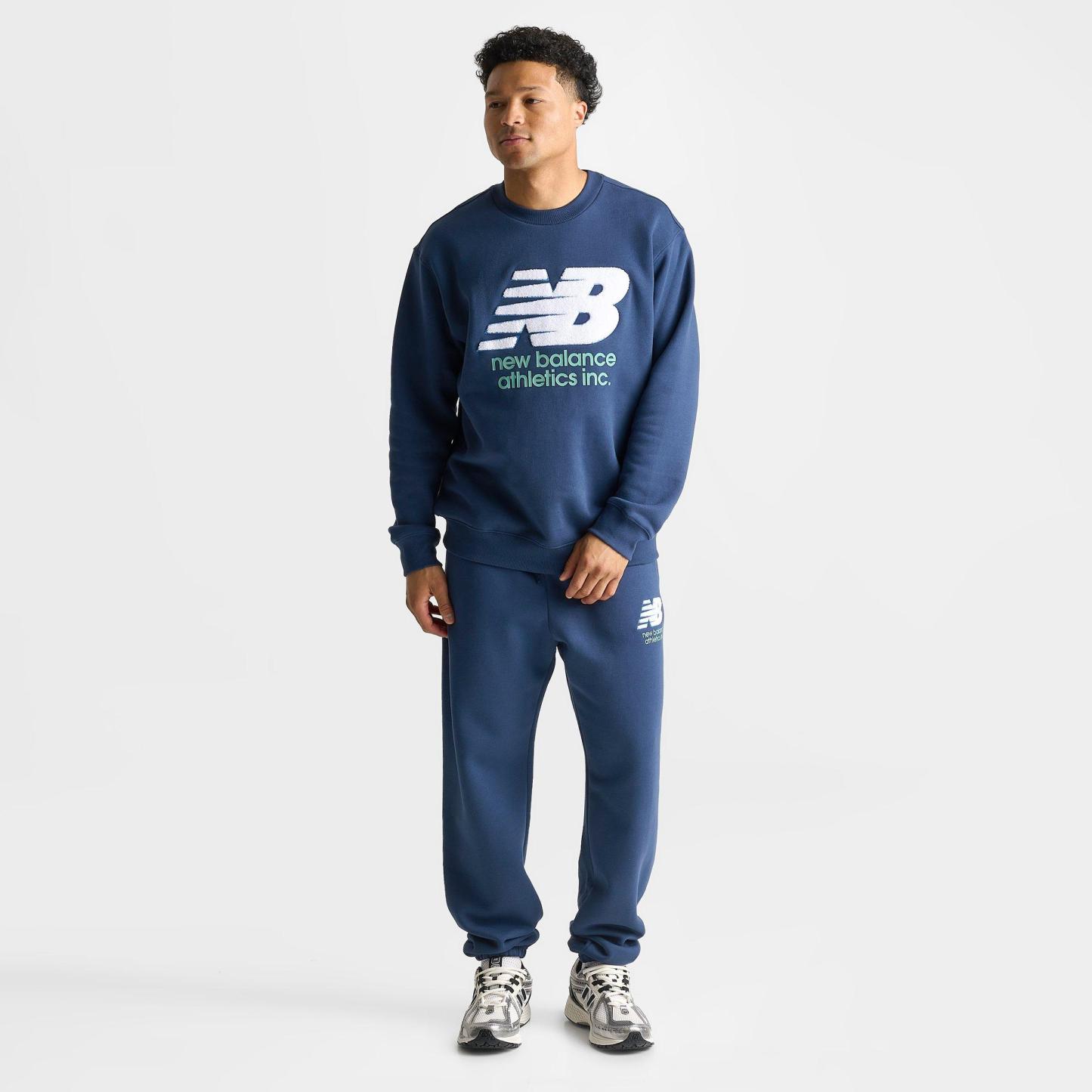 Men's New Balance Athletics Chenille Fleece Crewneck Sweatshirt - NB Blue/Teal/White - view 2