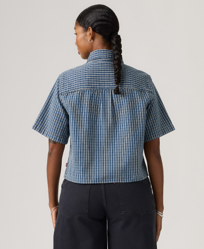 Levi's Premium Women's Logan Short-Sleeve Cropped-Fit Denim Shirt - Little Tiny Windows