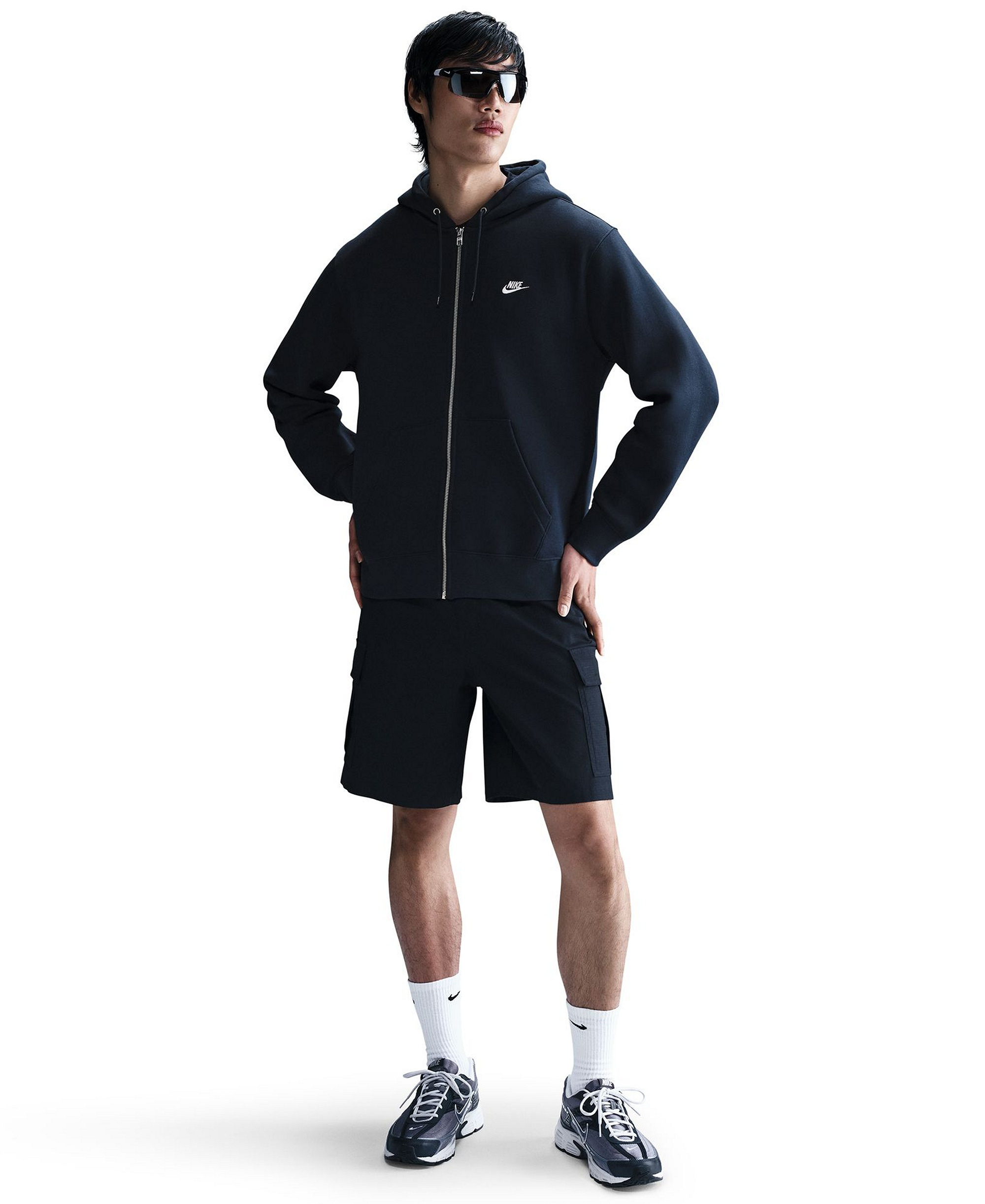 Nike Men's Full-Zip Fleece Regular-Fit Hoodie - Obsidian/White