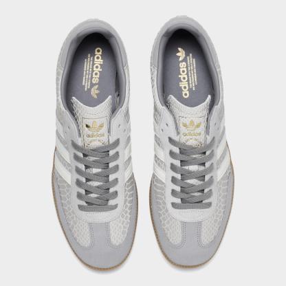 Men's adidas Originals Samba OG Casual Shoes - Part 1 - Grey/Off White/Gum - Top view