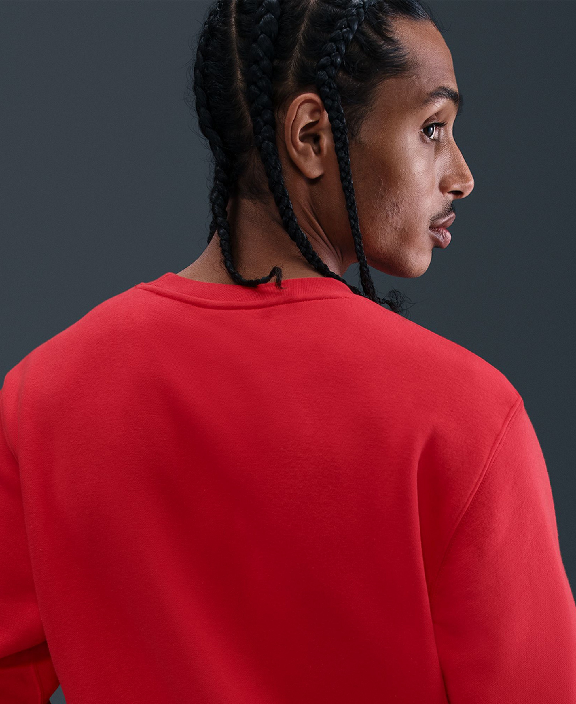 Nike Men's Club Fleece Crewneck Logo Sweatshirt - University Red/White