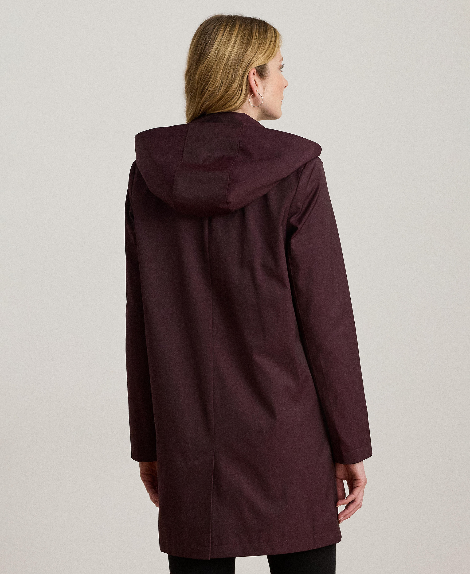 Lauren Ralph Lauren Women's Hooded Water-Resistant A-Line Raincoat, Created for Macy's - Pinot Nior