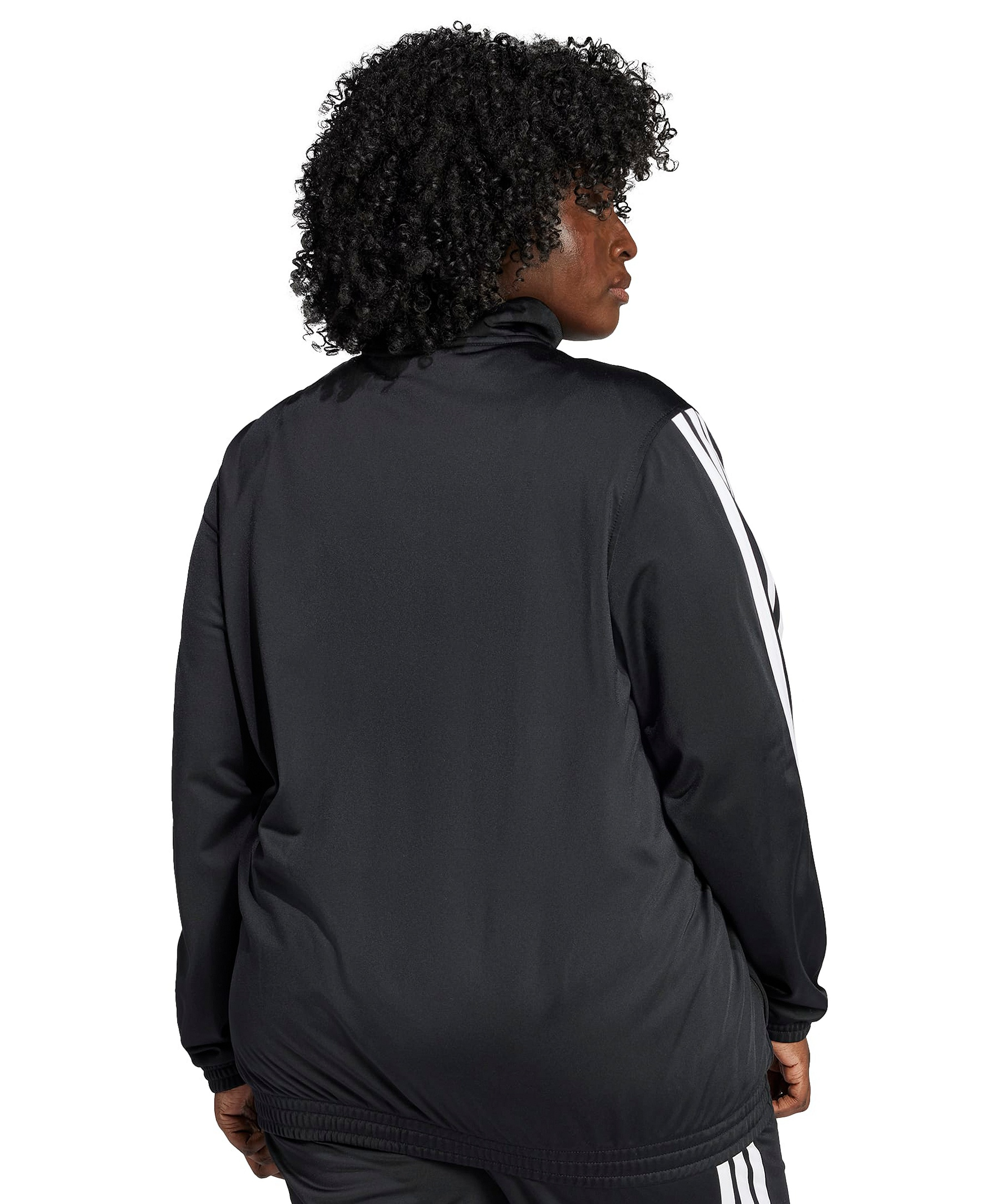 adidas Plus Size Essentials Tricot Three Stripes Track Jacket - Black/White