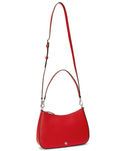 Lauren Ralph Lauren Crosshatch Leather Danni Small Shoulder Handbag - Red