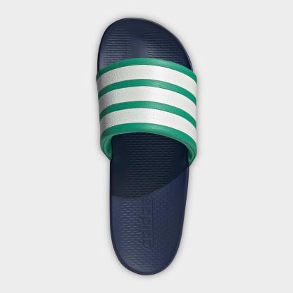 Women's adidas Adilette Comfort 2.0 Slide Sandals - Semi Court Green/Core White/Dark Blue - Top view