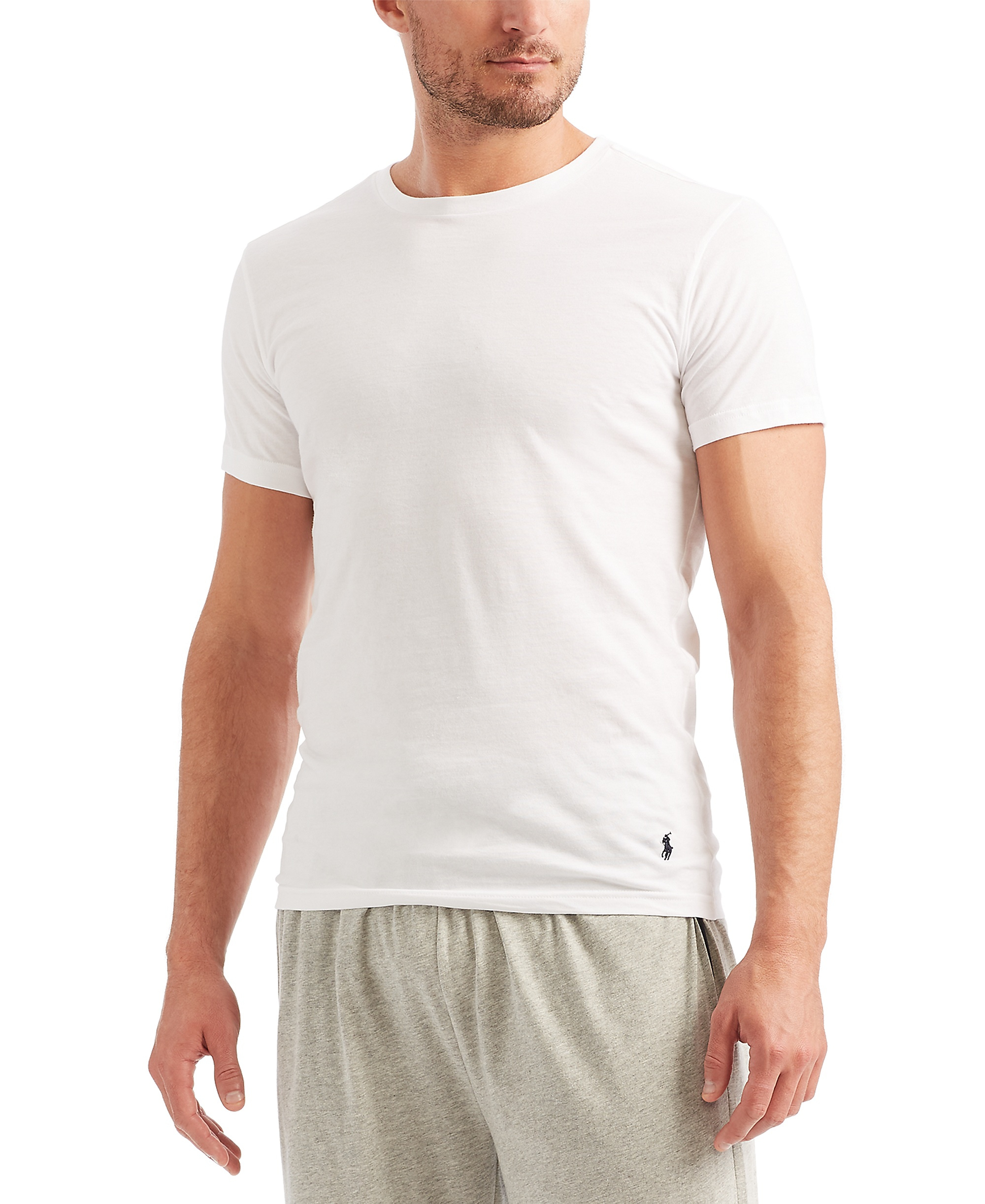 Polo Ralph Lauren Men's 5-Pack Slim Fit Classic Cotton Crewneck Undershirts - White