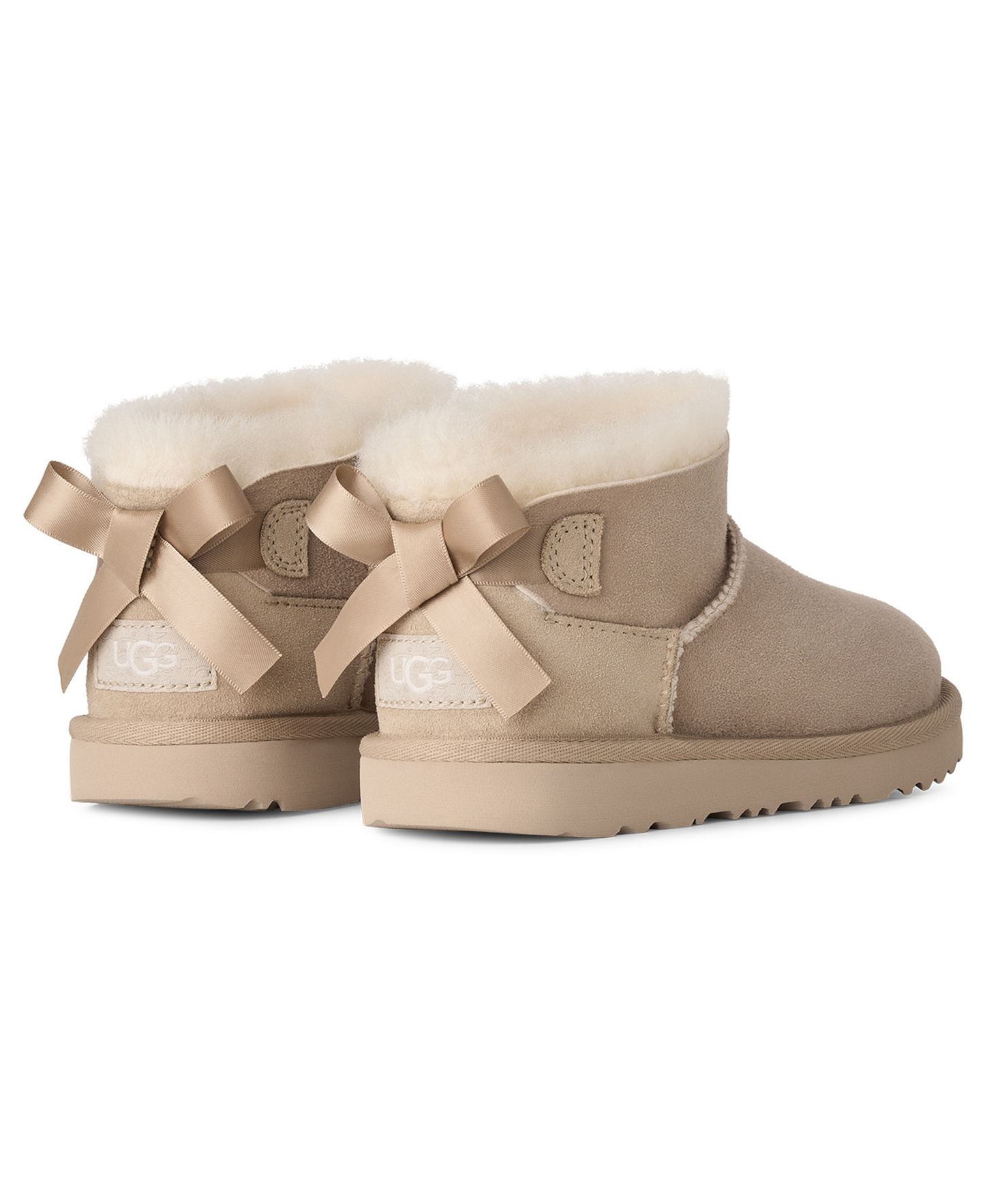 UGG® Kids Ultra Mini Bailey Bow Round Toe Booties - Sand