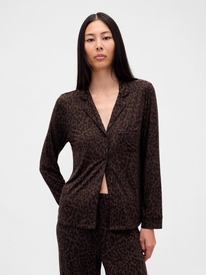 SoftMade Modal PJ Top - Leopard brown