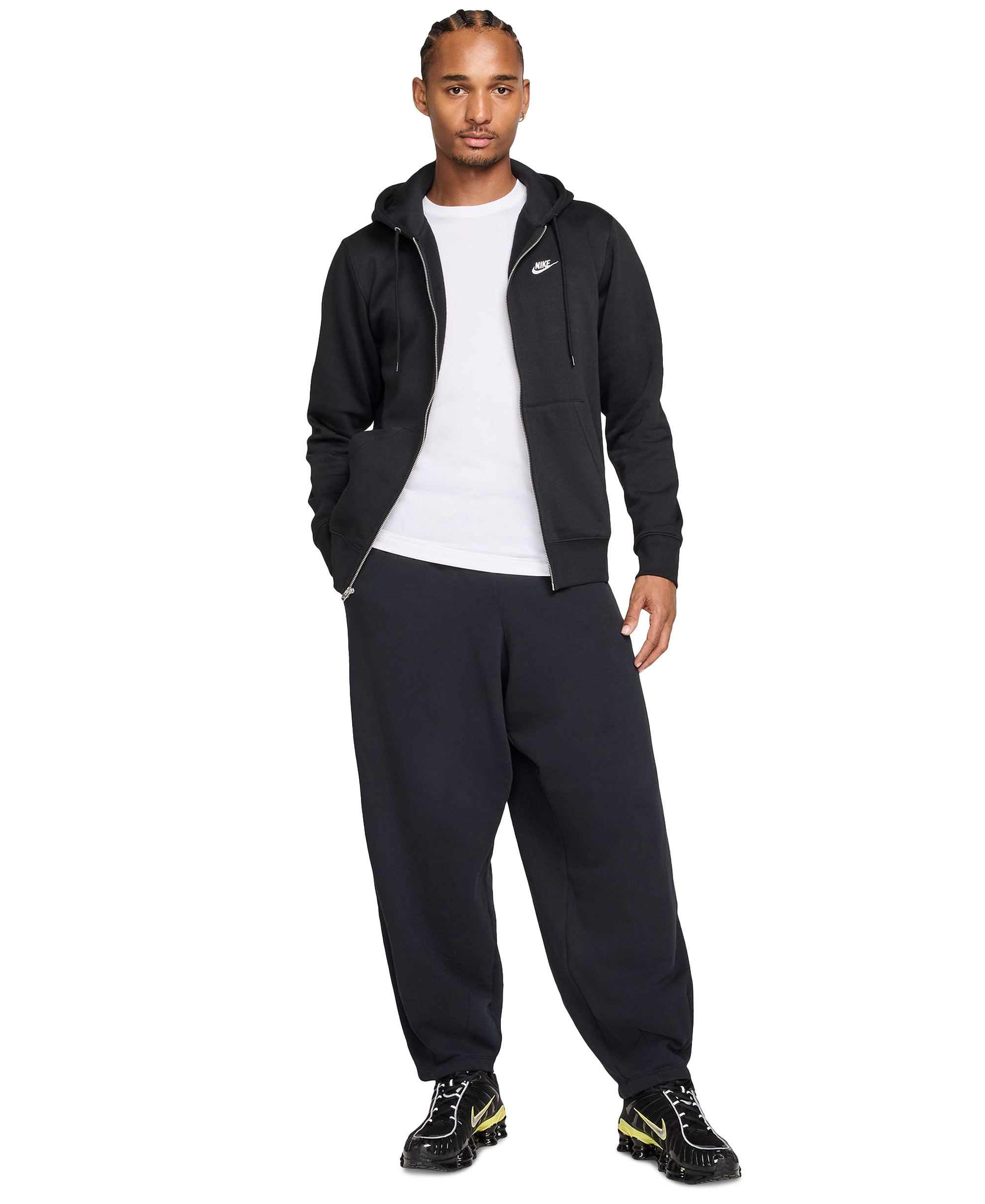 Nike Men's Full-Zip Fleece Regular-Fit Hoodie - Black/White