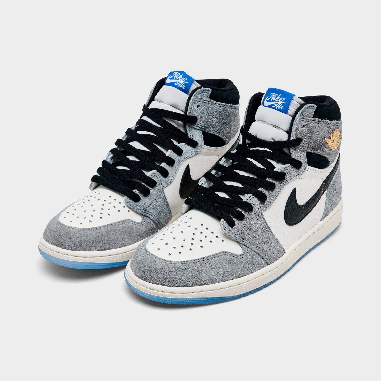 Men's Air Jordan Retro 1 High OG Casual Shoes - Cool Grey/Black/Sail/Game Royal/White - view 2