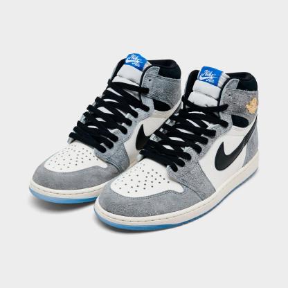 Men's Air Jordan Retro 1 High OG Casual Shoes - Cool Grey/Black/Sail/Game Royal/White - view 2