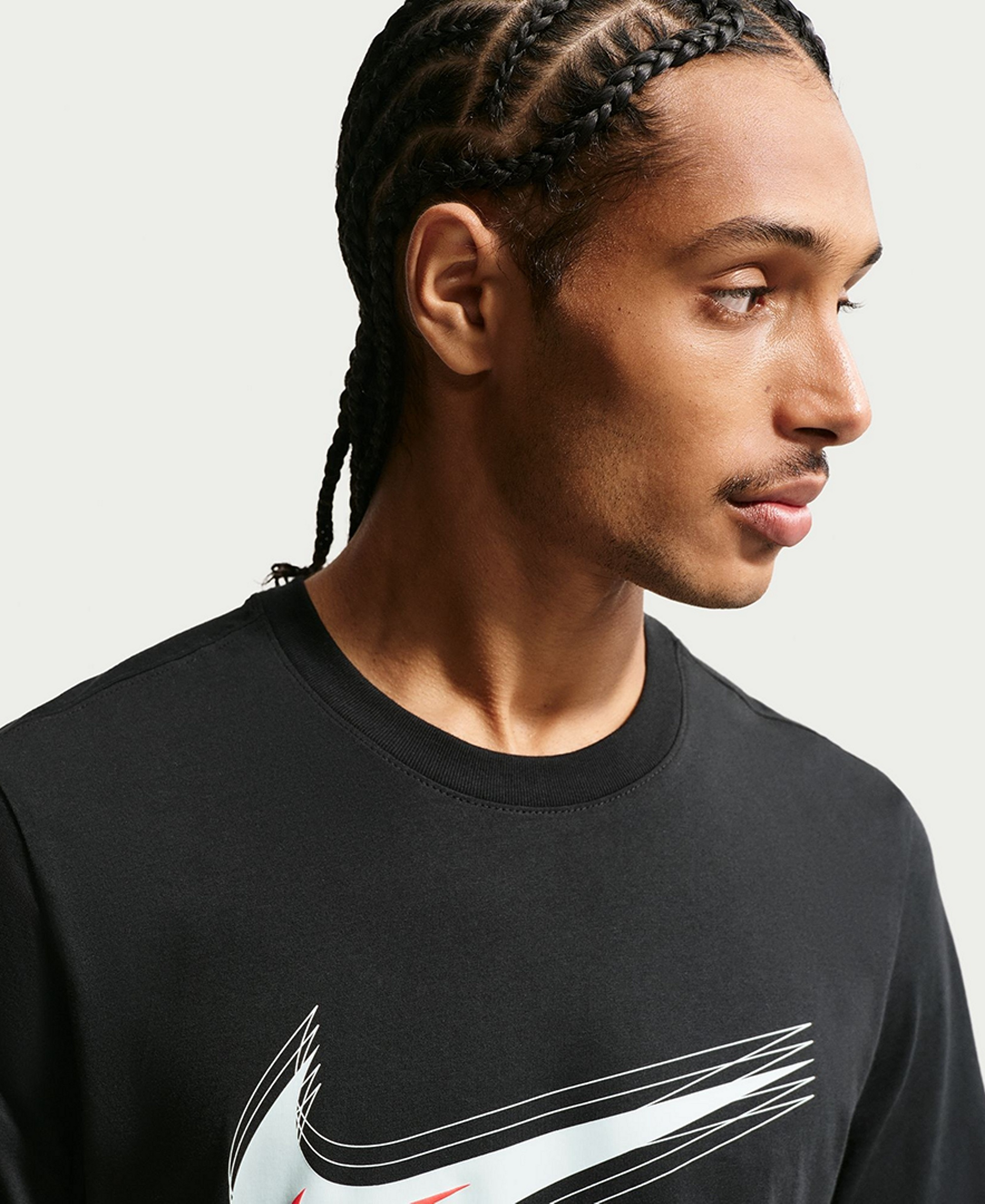Nike Men's Swoosh Logo Crewneck T-Shirt - Black/Photon Dust
