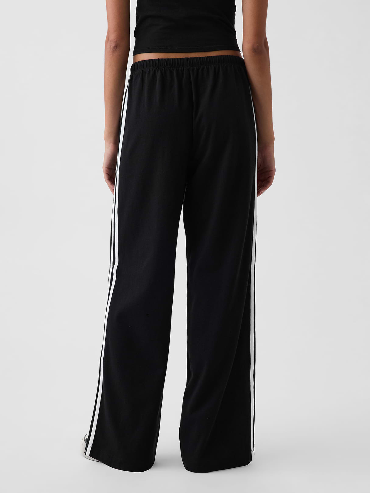 Knit Relaxed Track Pants - Black with white stripe
