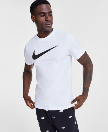 Nike Men's Sportswear Swoosh Short-Sleeve Crewneck T-Shirt - White/Black