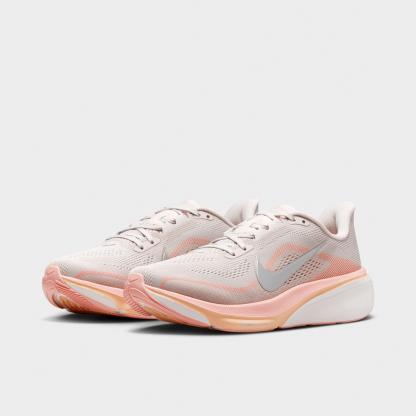 Women's Nithtke Pegasus 42 Running Shoes - Part 2 - Light Bone/Arctic Orange/Chalk/Metallic Silver - Both shoes facing left