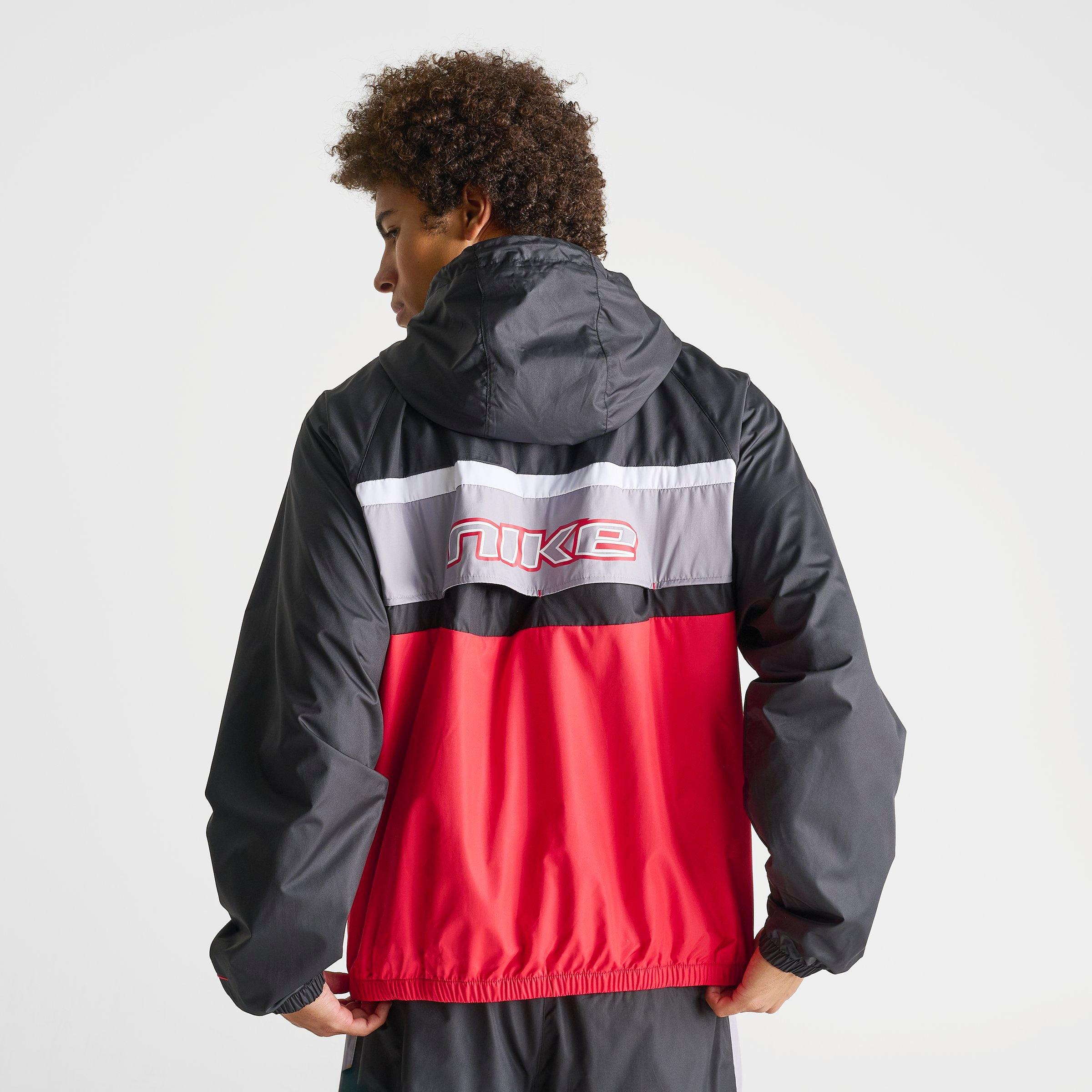 Men's Nithtke Sportswear Windrunner Lined Full-Zip Jacket - Black/University Red/Cement Grey