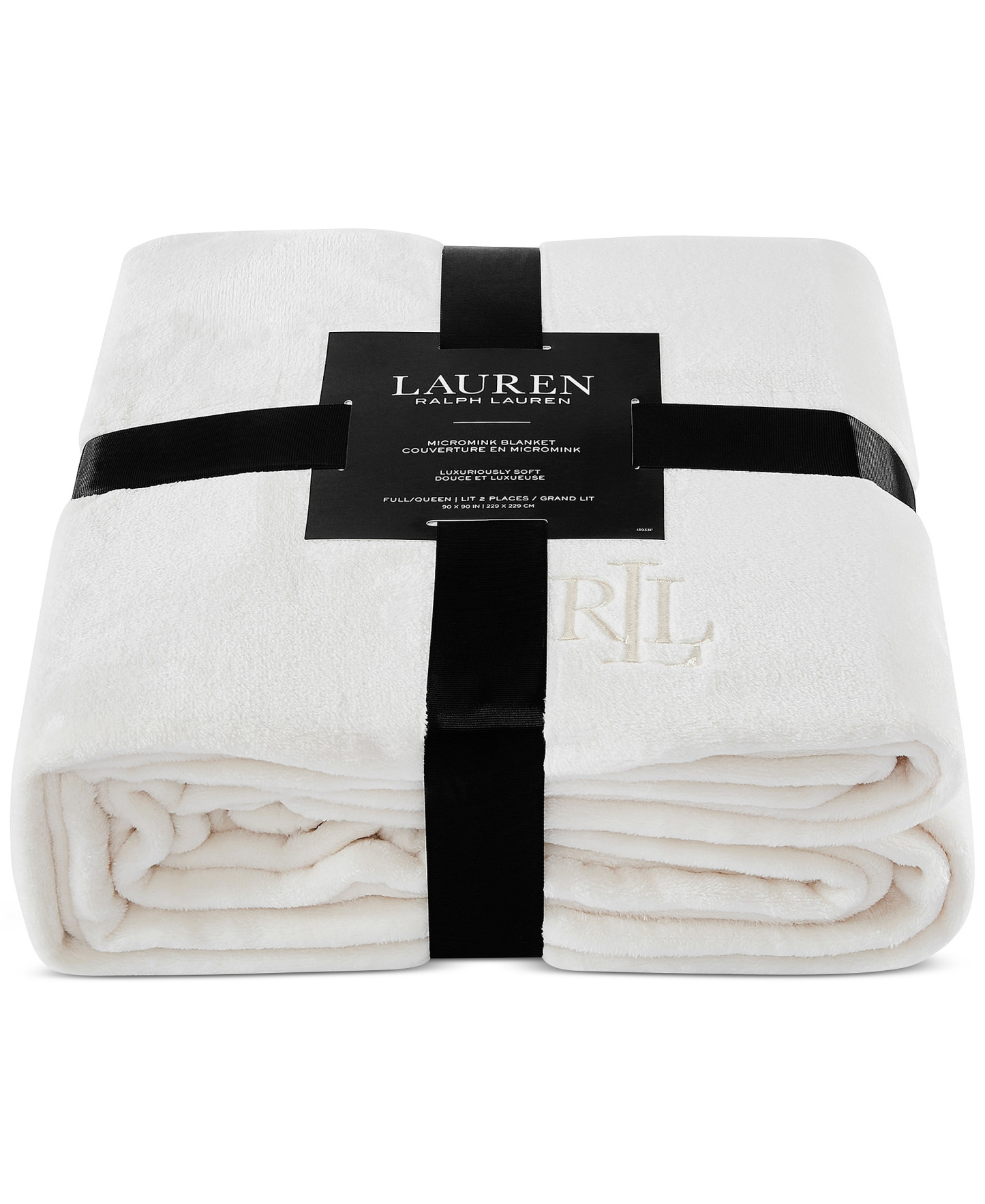 Lauren Ralph Lauren Micromink Plush Blanket, Twin - Cream