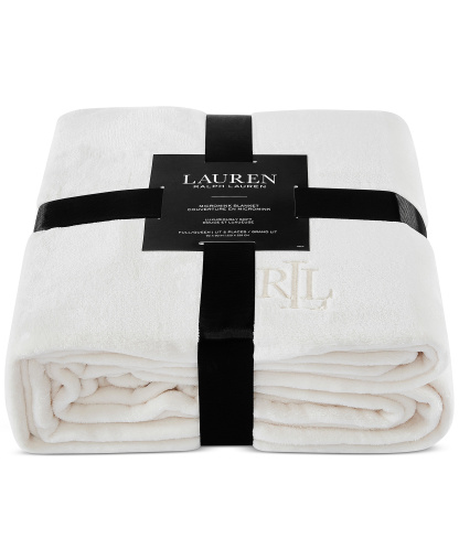 Lauren Ralph Lauren Micromink Plush Blanket, Twin - Cream