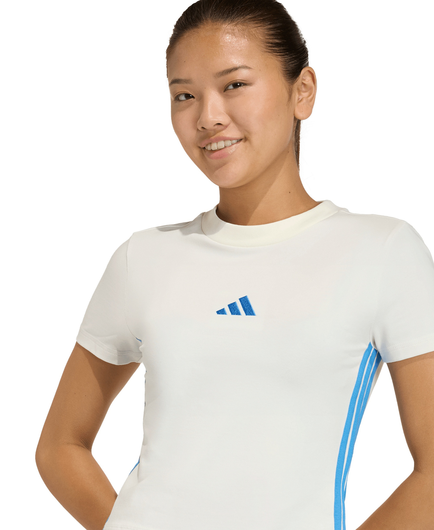 adidas Women's Essentials Slim-Fit Short-Sleeve Baby T-Shirt - White