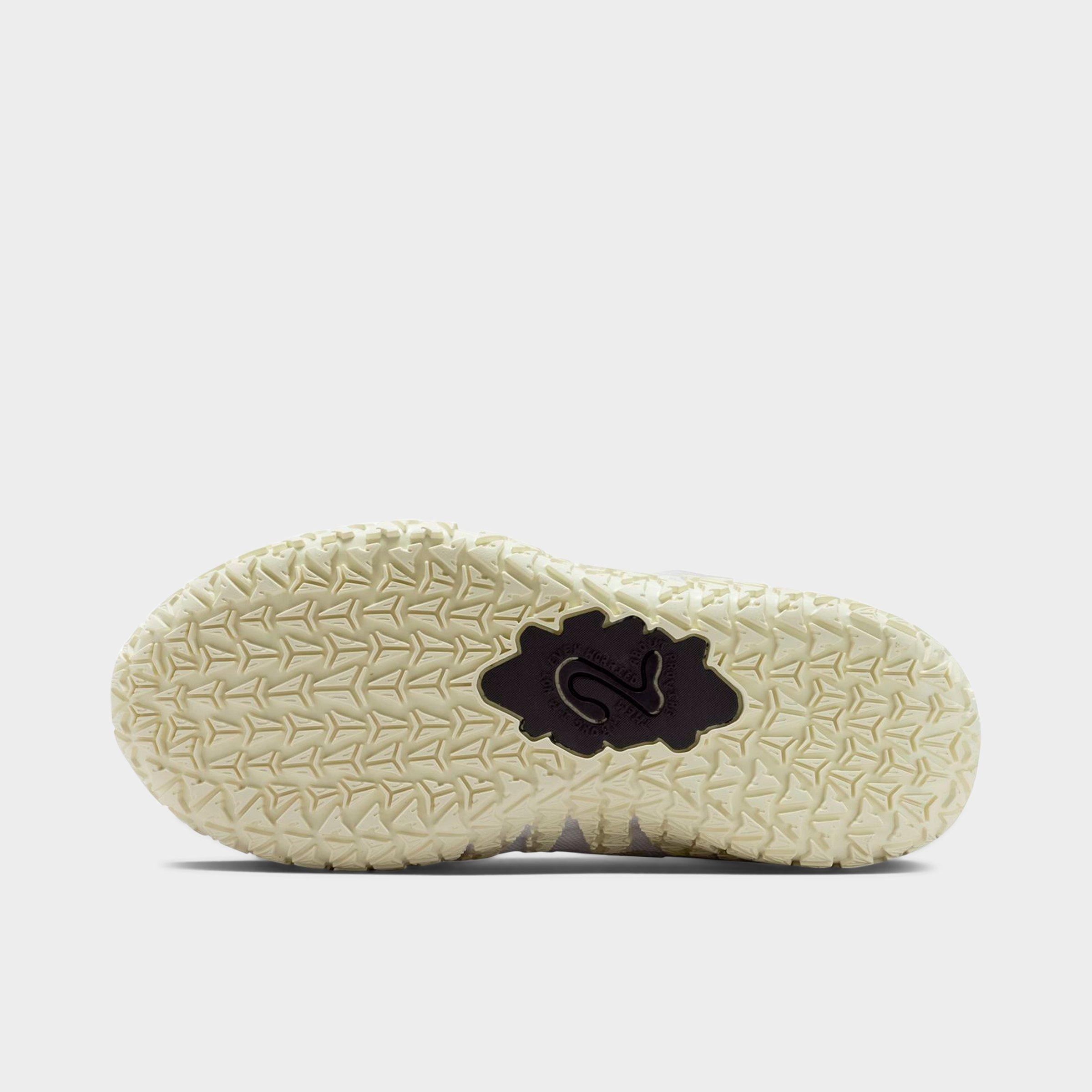 Little Kids' Nithtke Ja 3 Stretch Lace Basketball Shoes - White/Coconut Milk/Desert Khaki/Black - Bottom view