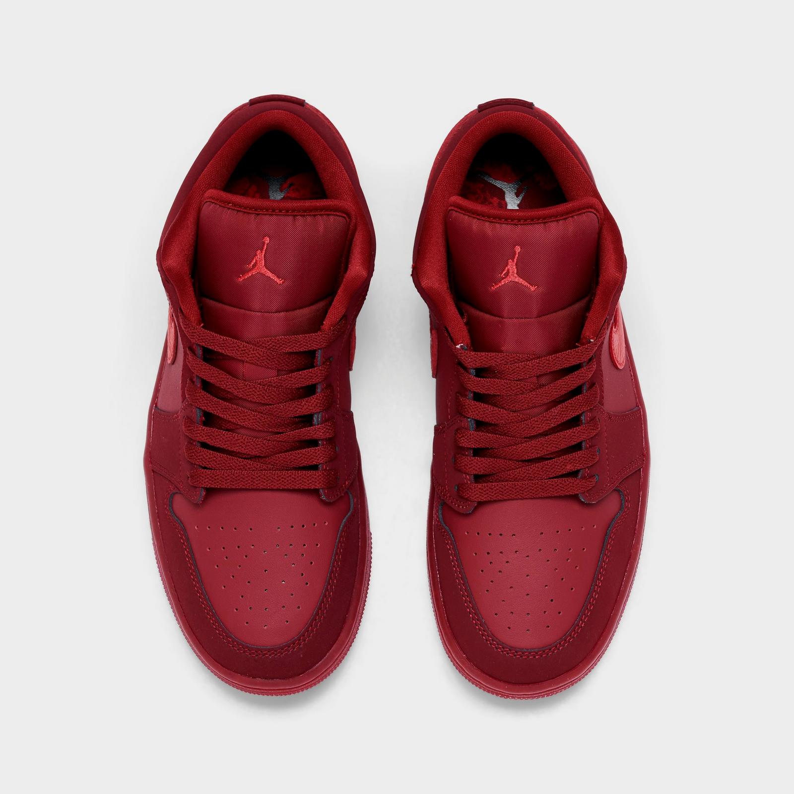 Women's Air Jordan 1 Low SE Casual Shoes - Team Red/Sierra Red - Left shoe facing left. Outside of the shoe. - view 5