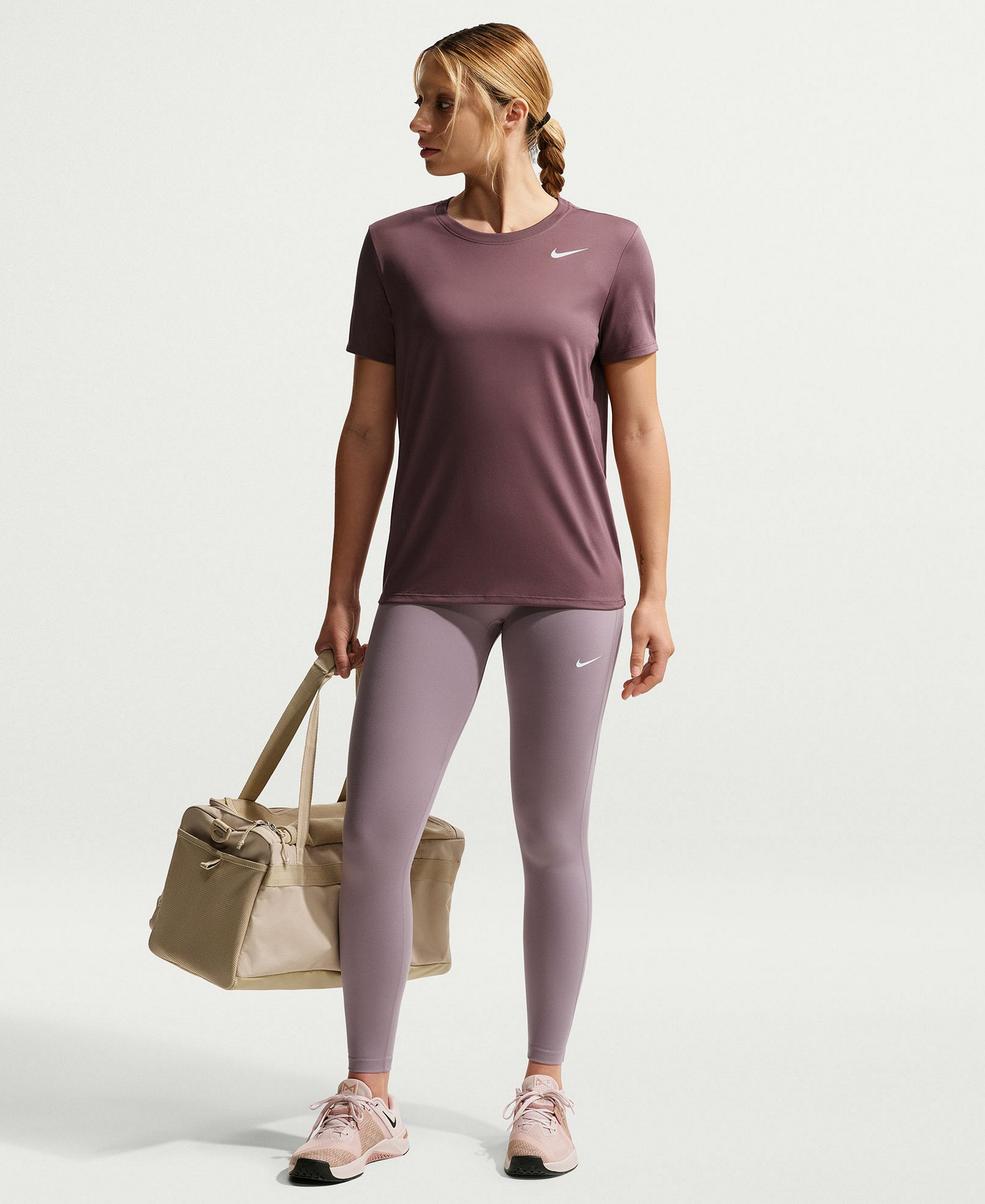 Nike Women's Seamless Front High-Waisted Leggings - Light Violet Ore/White